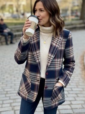 Vintage 1980’s Blue Plaid Blazer Jacket